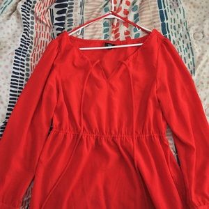 Red Long Sleeve Skater Dress